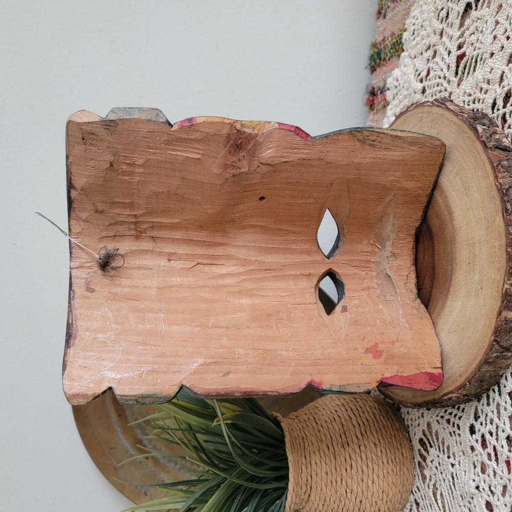 Handcrafted Tribal Mask Tiki Wood Decor Wall Hanging Wood Art - Picture 4 of 7